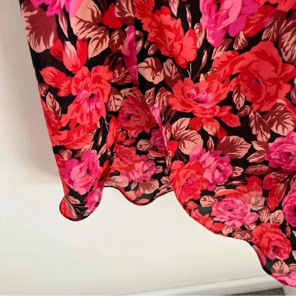 VTG Cinema Etoile Dark Floral Nightgown Semi Sheer Nightie Slip Dress sz Medium - Picture 10 of 12